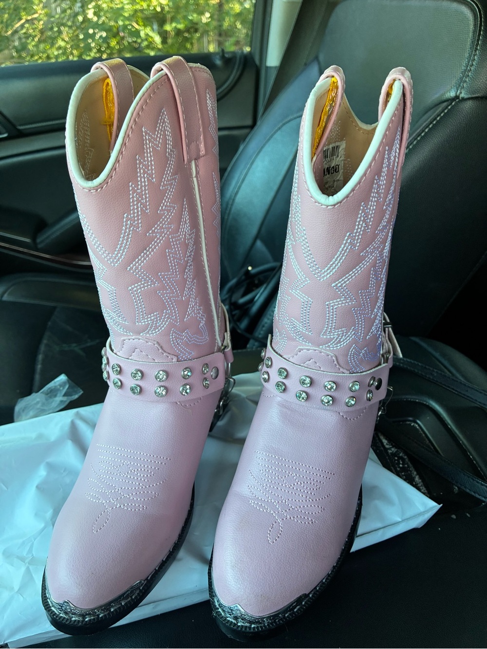 Durango Girls Pink Studded Western Ankle Boots